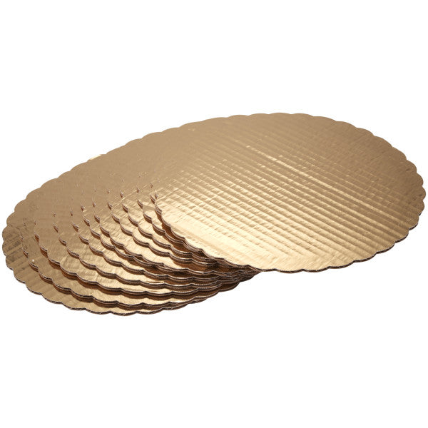 10" Round Gold Scalloped Cake Board
