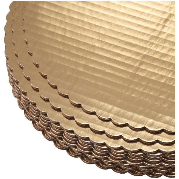 12 Inch Round Gold Scalloped Cake Board
