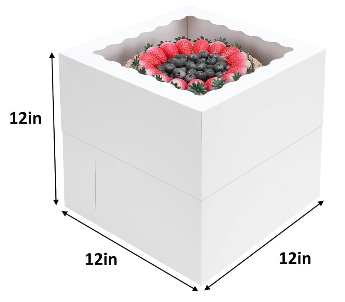 12x12x12 inch White Cake Box w/Window