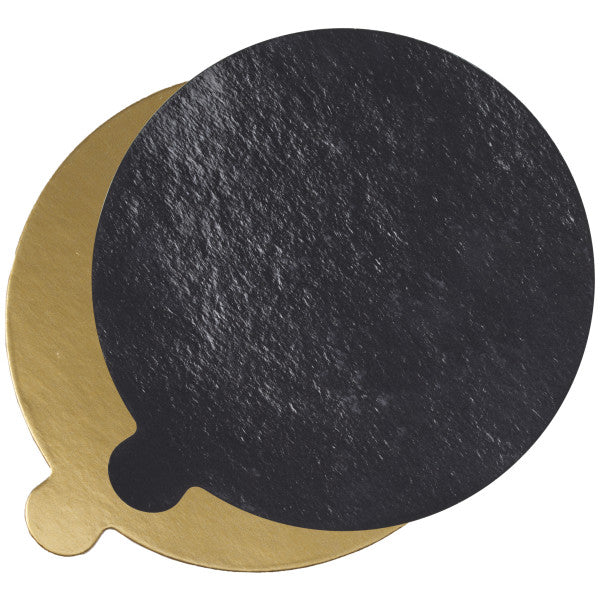 5" Round Black/Gold Reversible Waxed Corrugated Cake Board