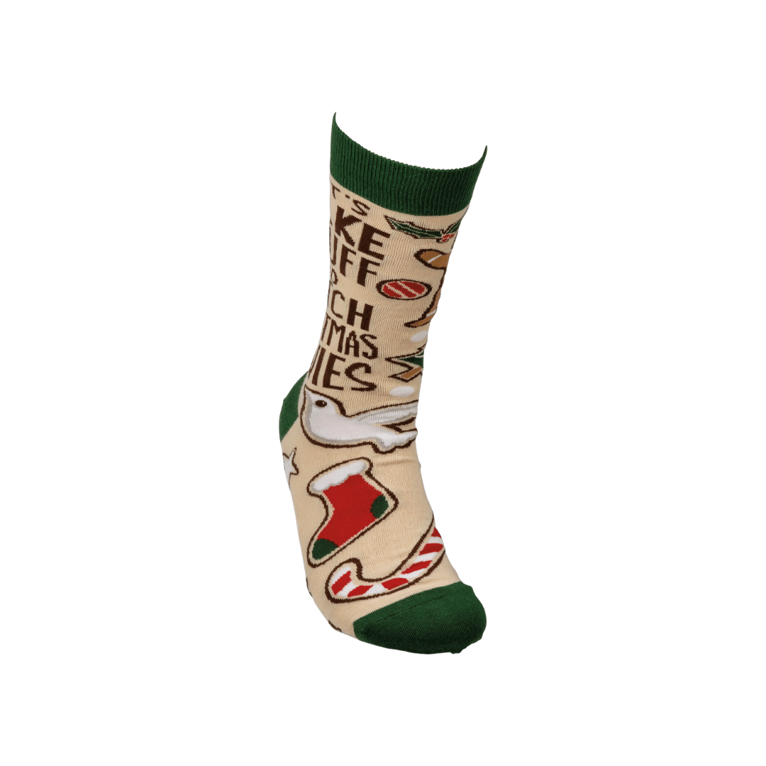 "Let's Bake Stuff and Watch Movies" Christmas Socks, Primitives by Kathy