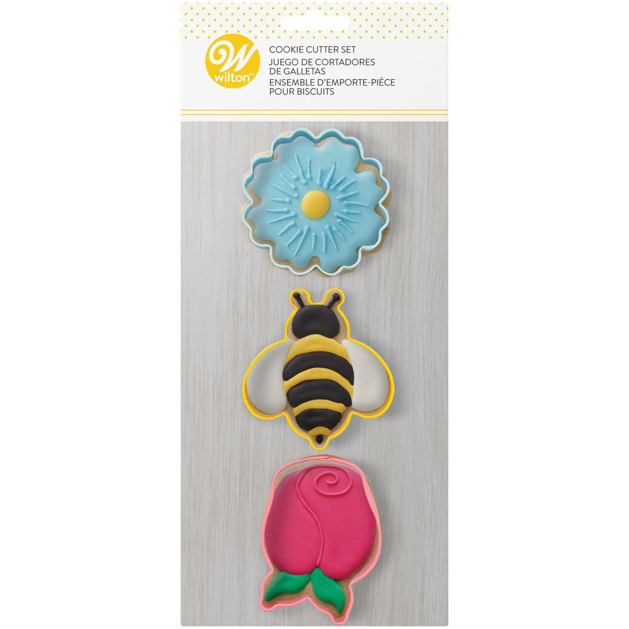 Daisy, Bumblebee and Tulip Spring Cookie Cutter Set, 3-Piece, Wilton