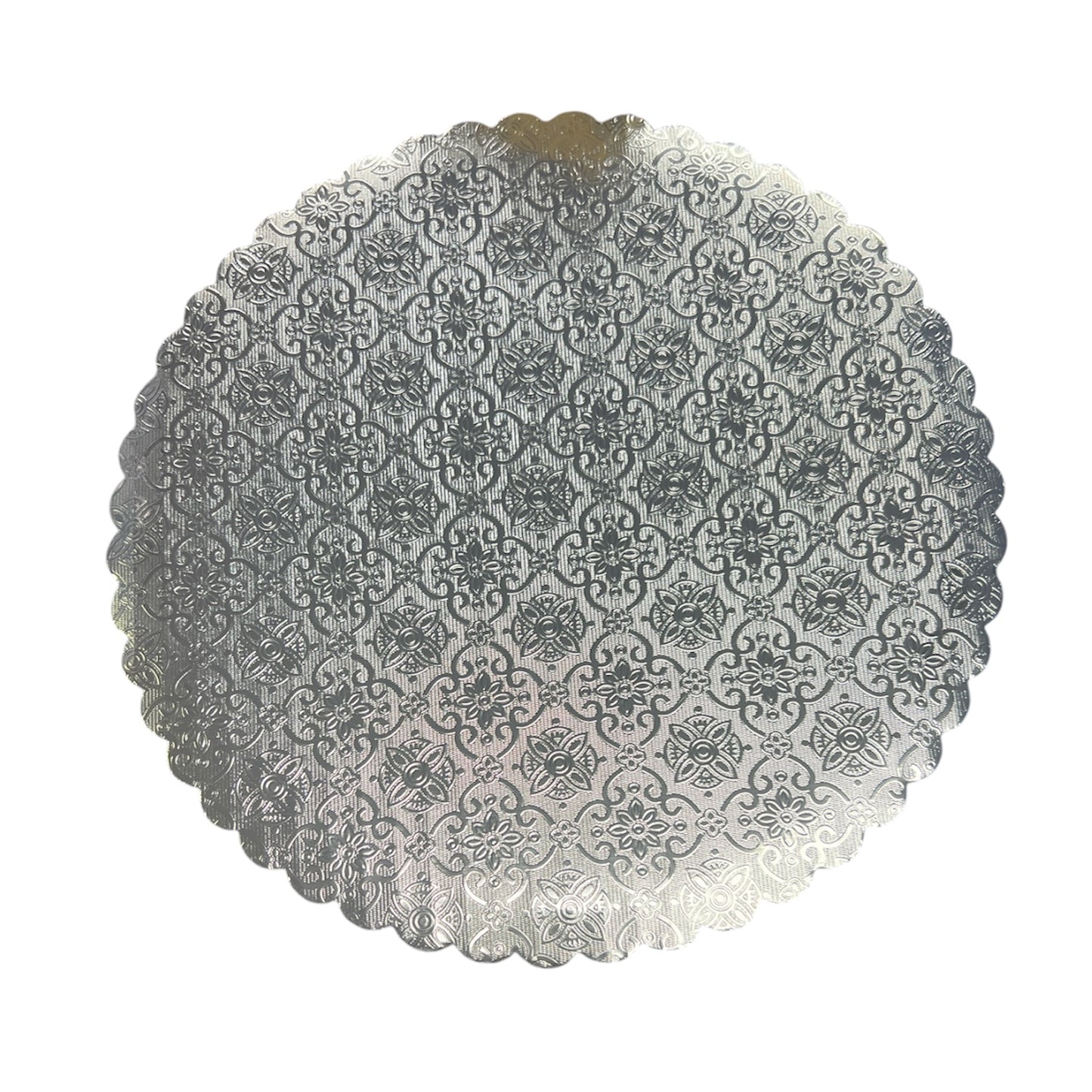 Silver Round Scalloped Cake Board