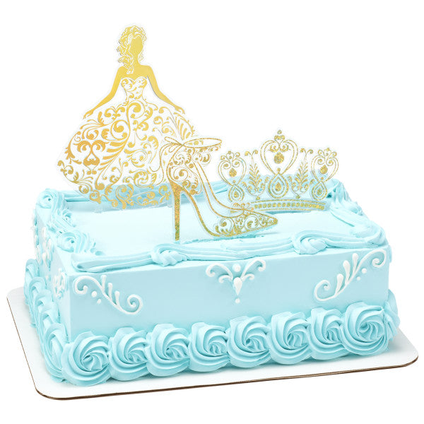 Gold Quinceañera Cake Kit