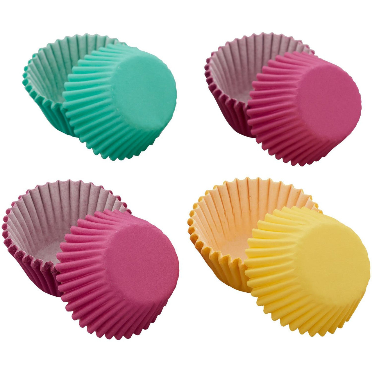 Solid Magenta, Teal and Yellow Mini Paper Cupcake Liners, 100-Count, Wilton