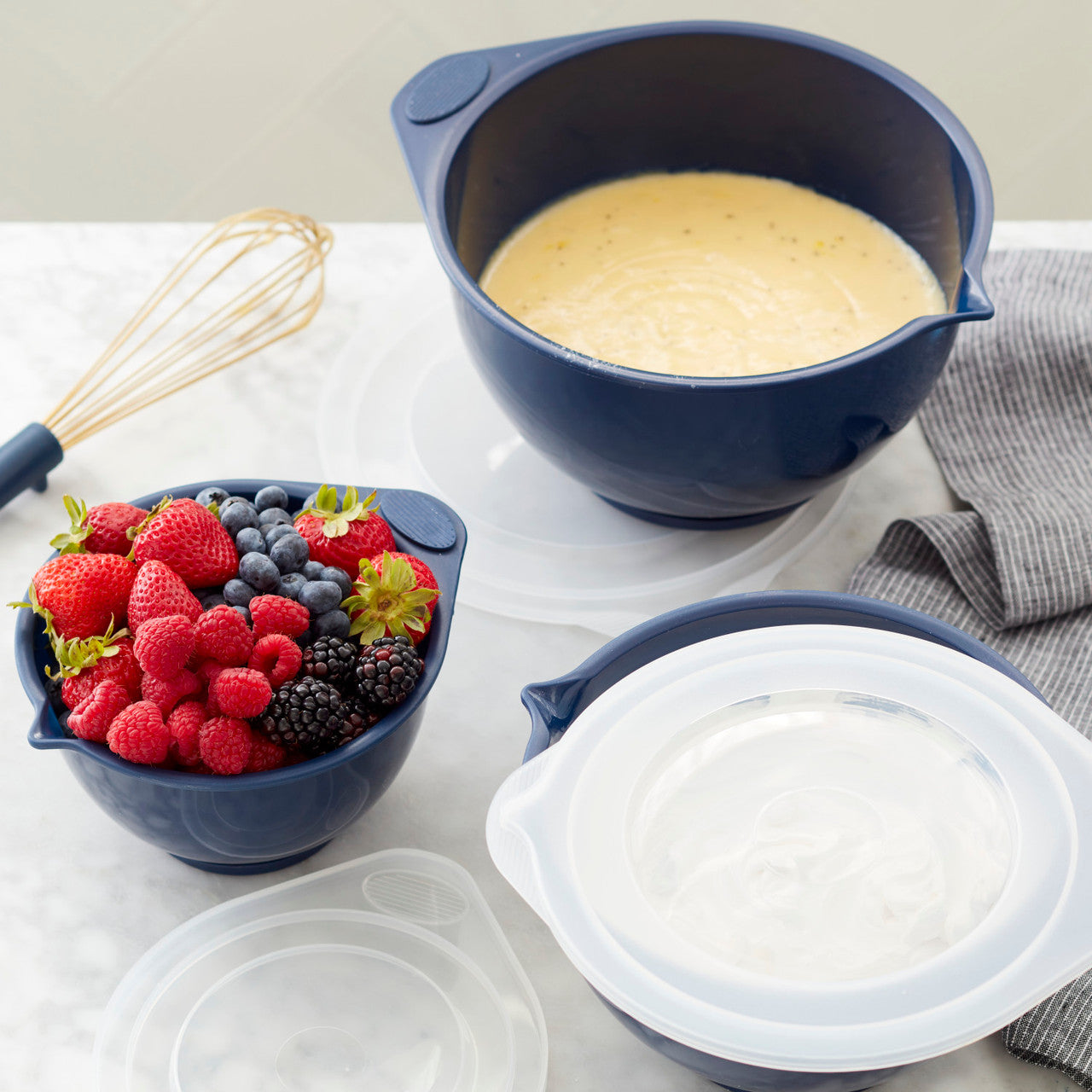 Navy Blue Covered Bowl Set, 6-Piece, Wilton