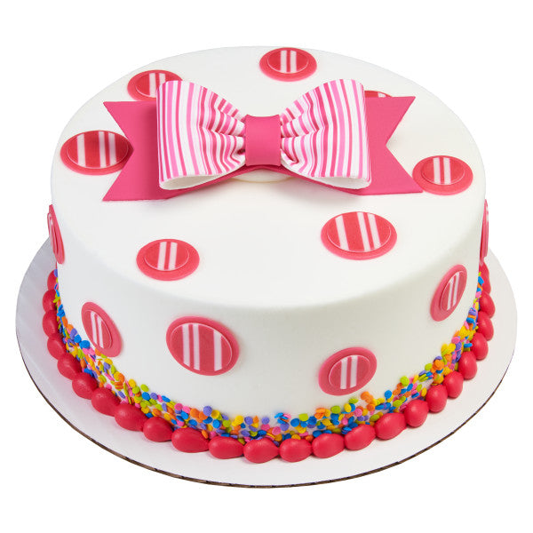 Pink Striped Gum Paste Bow, Decopac