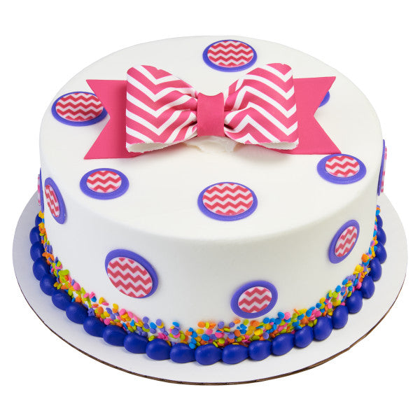 Pink Chevron Gum Paste Bow, Decopac