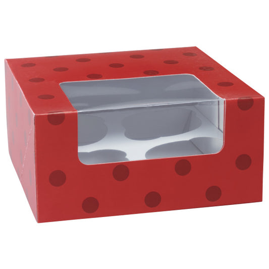 Red with Dots, 4ct. Cupcake Box, 1 pc.
