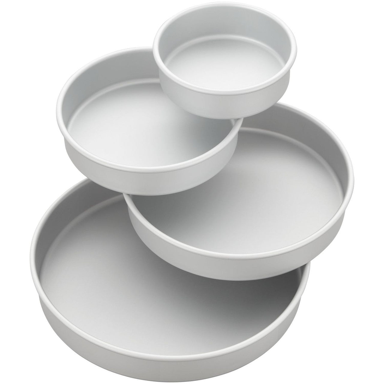 Performance Aluminum Round Tiered Cake Pan Set 6, 8, 10 and 12 inch, 4 piece, Wilton