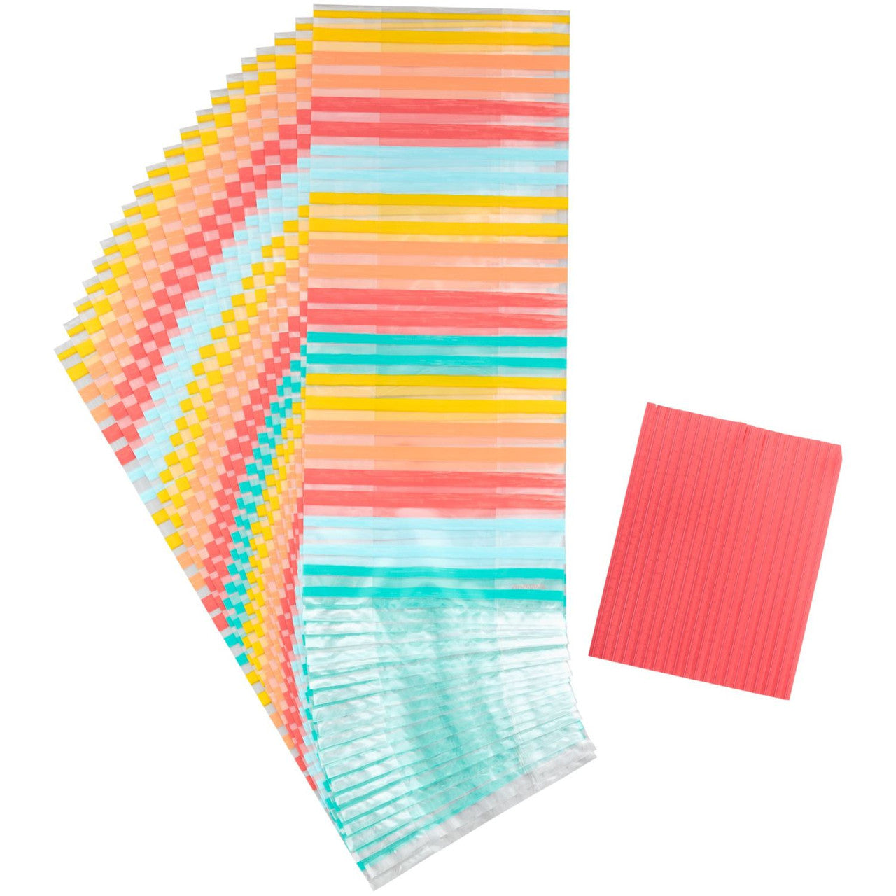 Yellow, Orange, Red and Blue Striped Treat Bags & Ties, 20 count, Wilton
