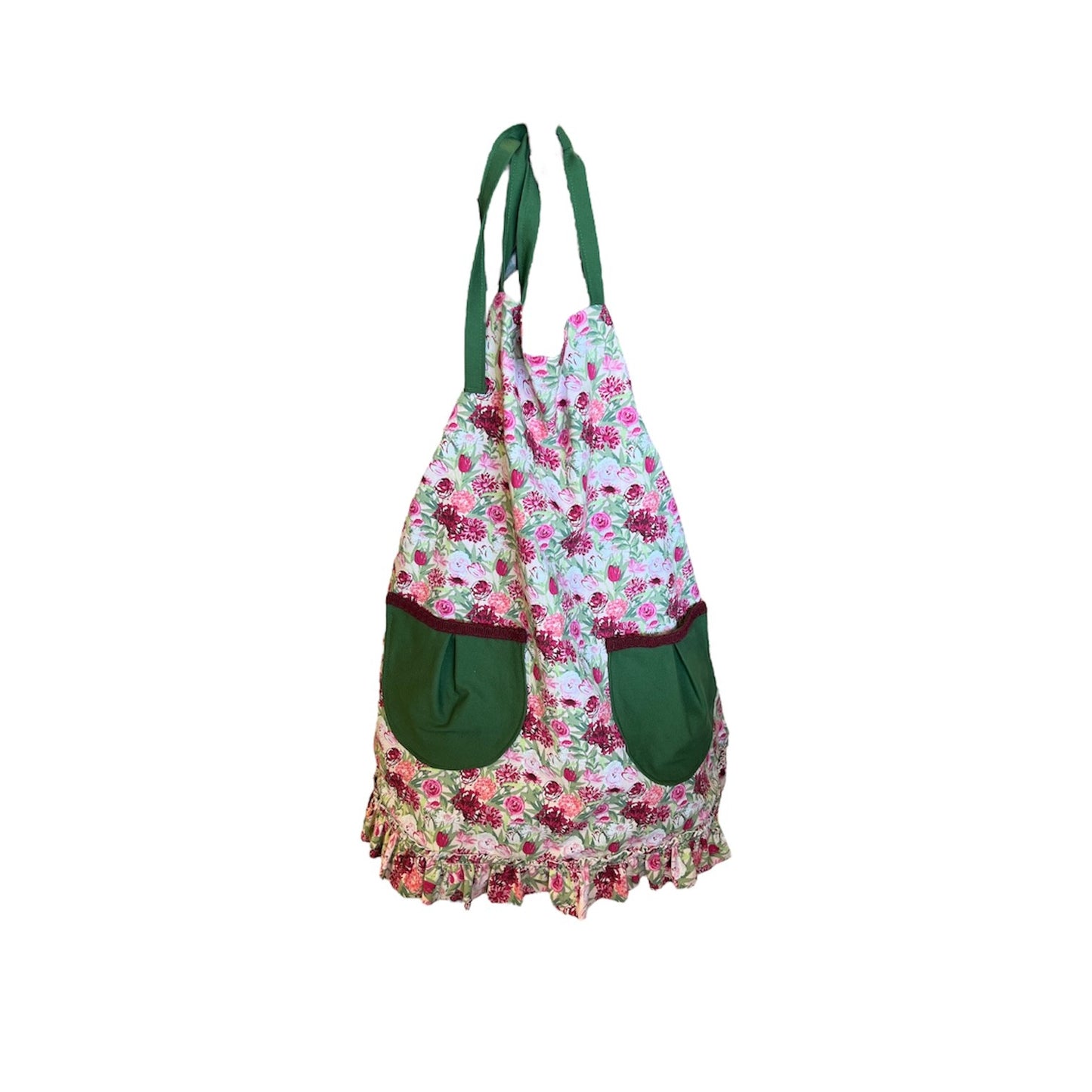 Pink and Green Floral Handmade Apron, Women's