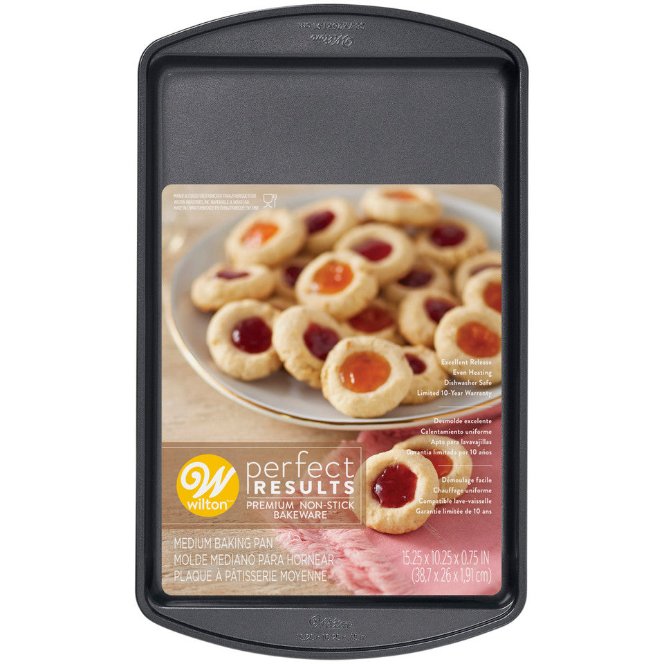 Perfect Results Premium Non-Stick Bakeware Cookie Sheet, 15x10 Inch, Wilton