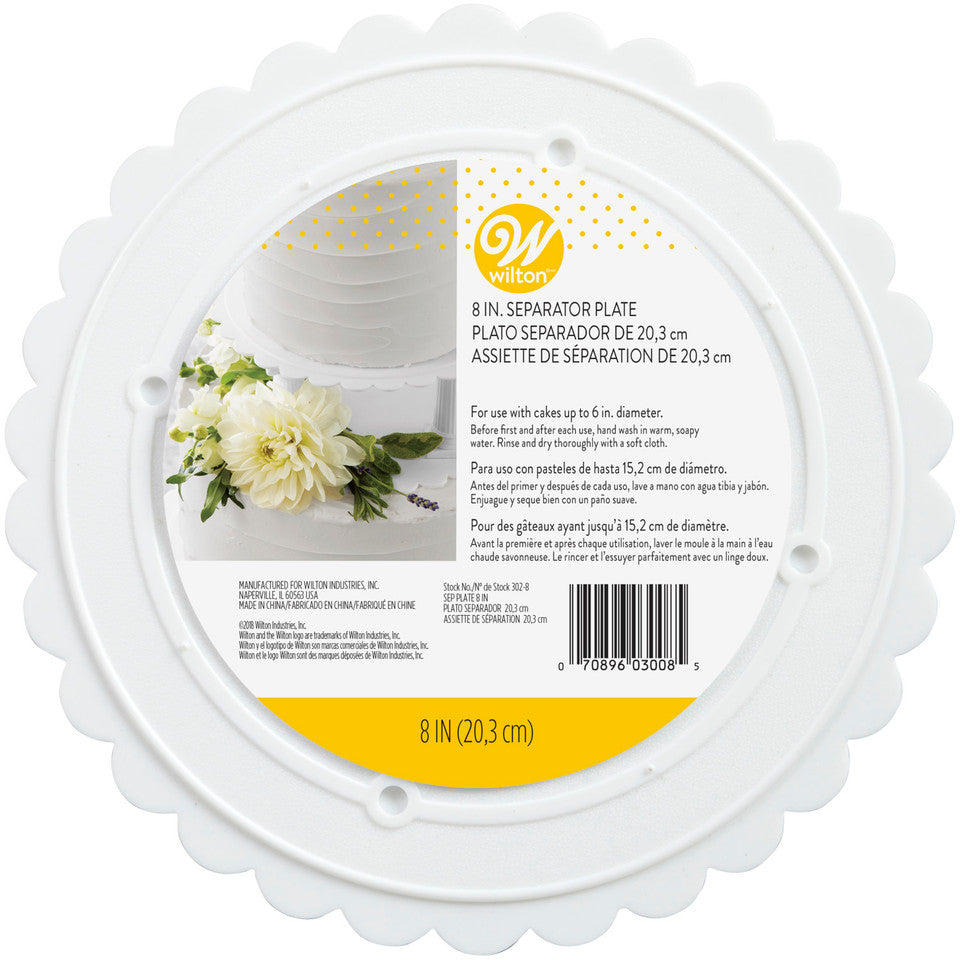 White Scalloped Edge Separator Plate, 8 Inch, Wilton