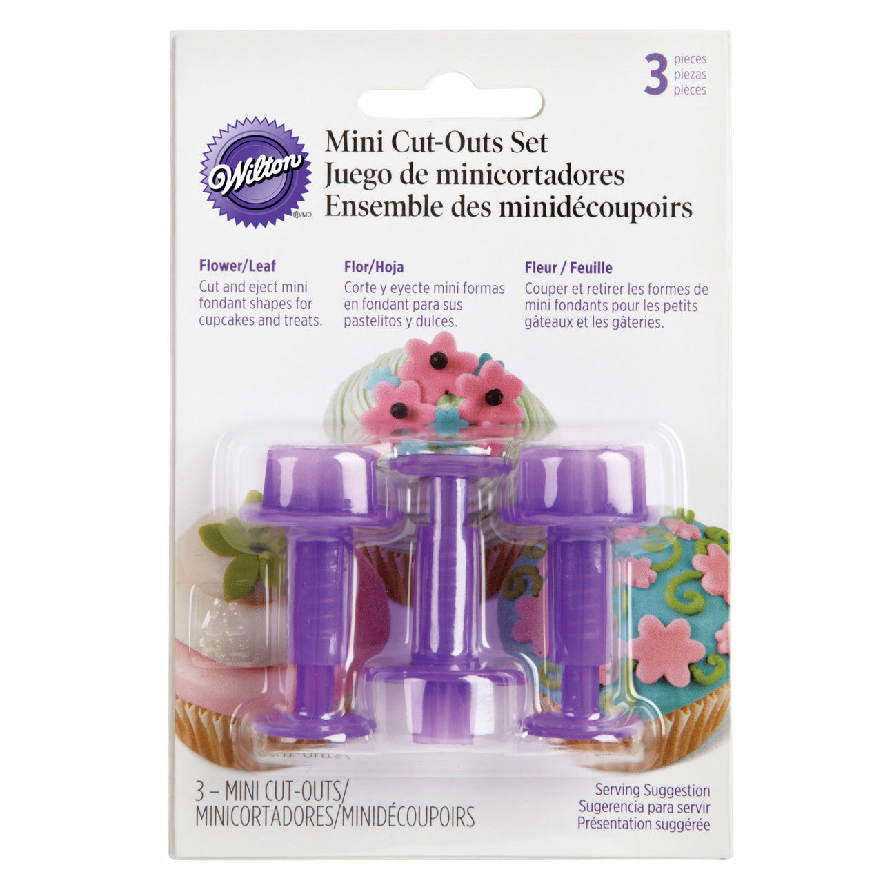Fondant Cut Out Flower And Leaf Mini 3 Count, Wilton