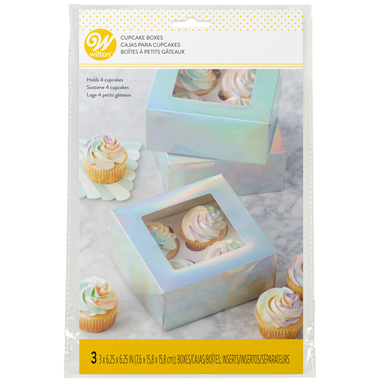 Iridescent Cupcake Treat Boxes with Window, 3-Count, Wilton