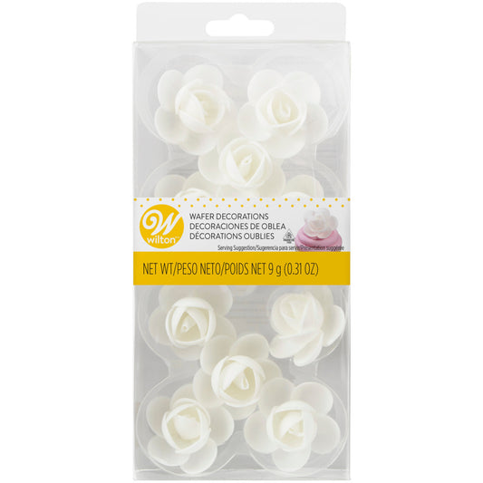 White Rose Wafer Icing Decorations, 0.35 oz, 10 Pieces, Wilton