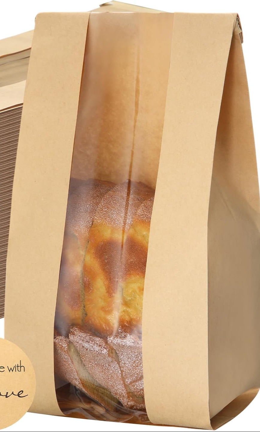Brown Bread & Treat Bakery Bag with Window 4.7x3.5x11.8, 1pc.