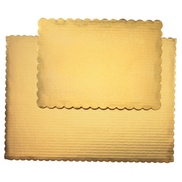 1/2 Sheet Gold Scalloped Cake Board
