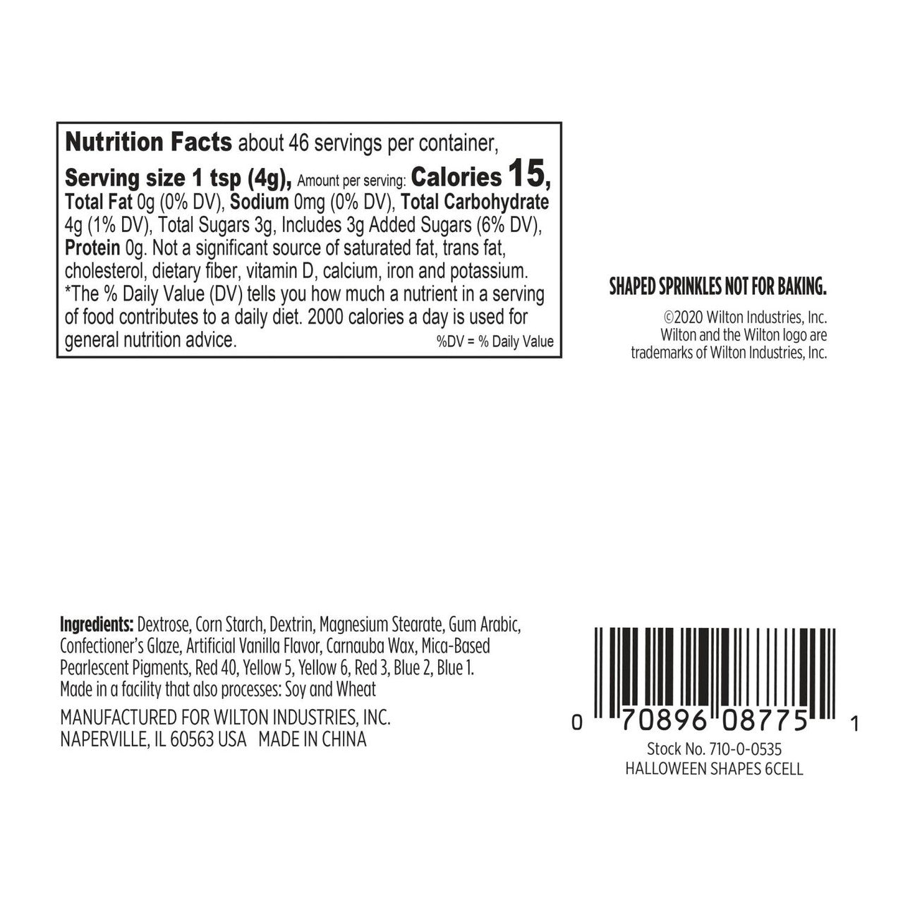 Halloween Shapes 6-Cell Sprinkles Mix, 6.45 oz.