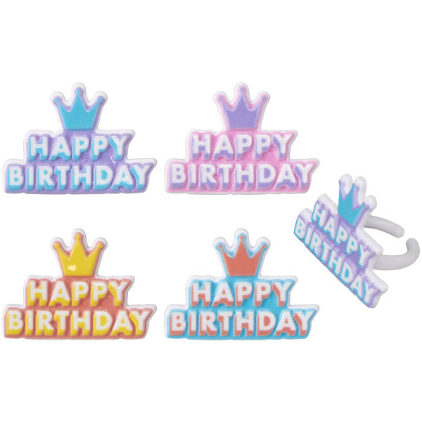 Happy Birthday Crown Cupcake Ring, 1 count