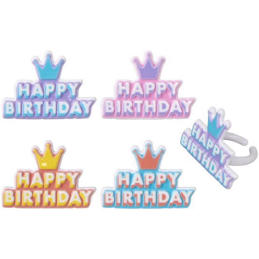 Happy Birthday Crown Cupcake Ring, 1 count