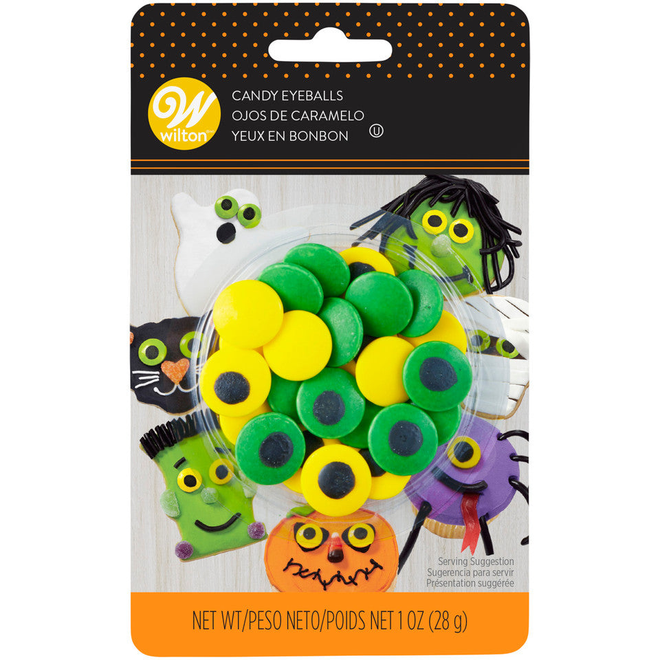 Large Green and Yellow Candy Eyeballs, 1oz.