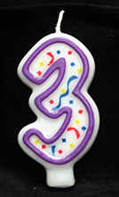 Purple and White Number Birthday Candles