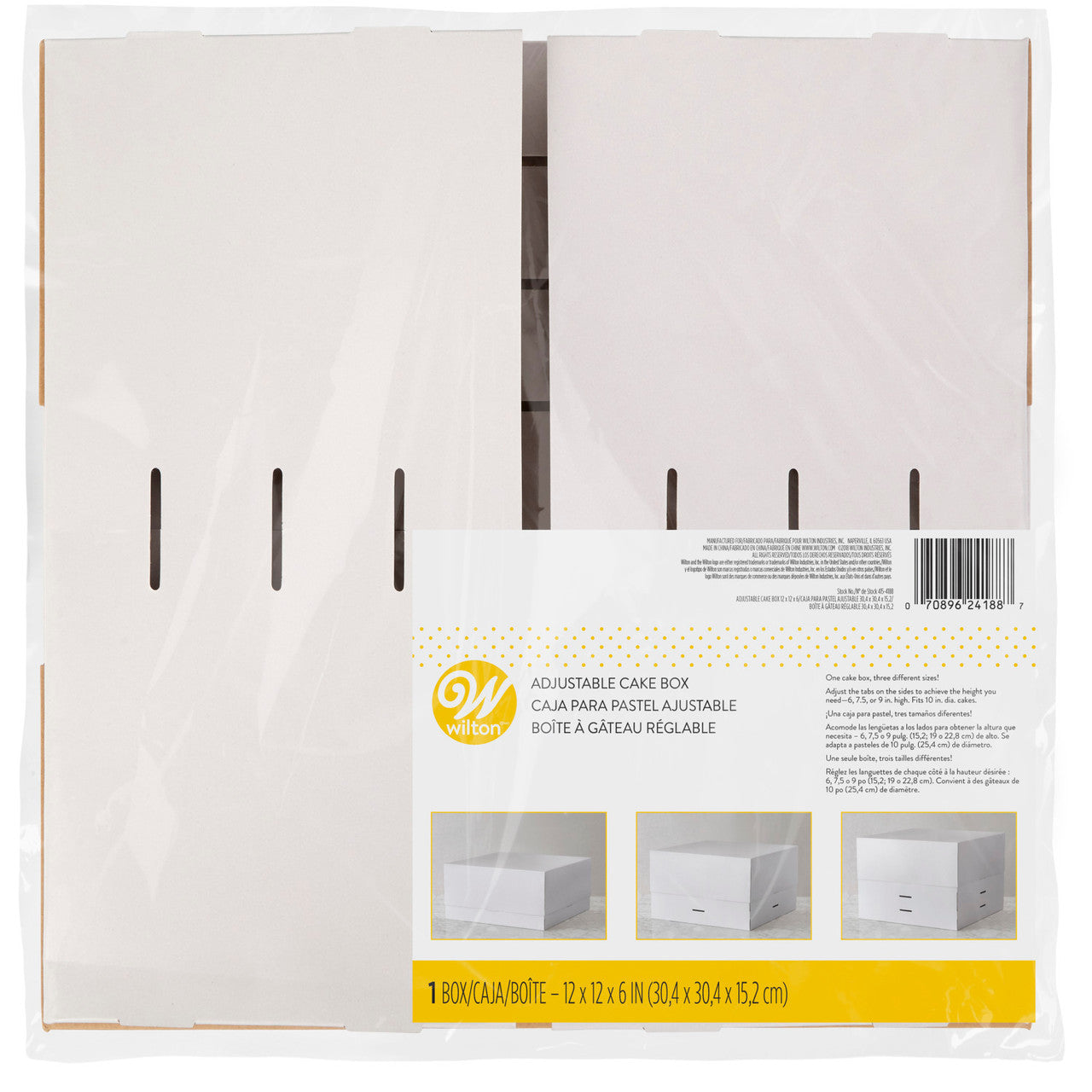 White 12x12x6 Inch Cardboard Adjustable Cake Box, 2 Piece = 1 Box, Wilton