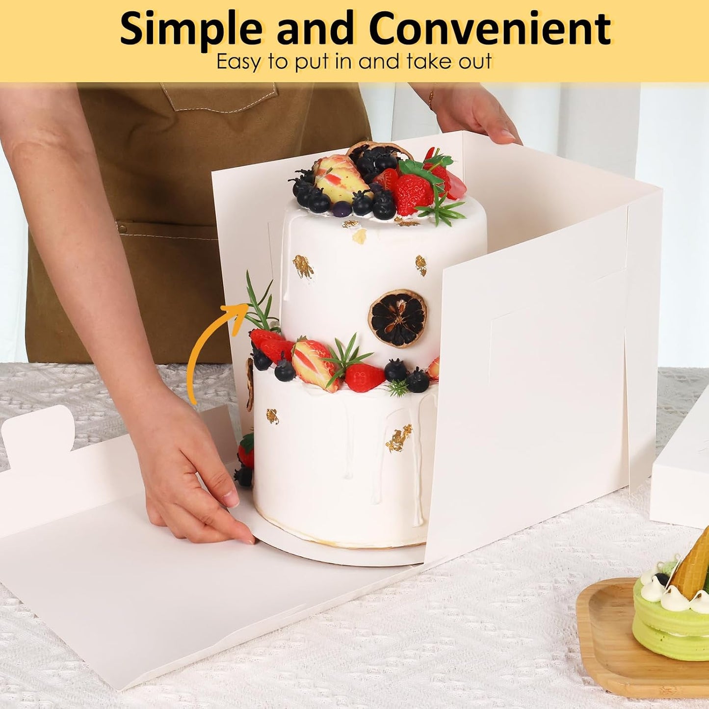 10x10x10" Tall White Square Cake Box