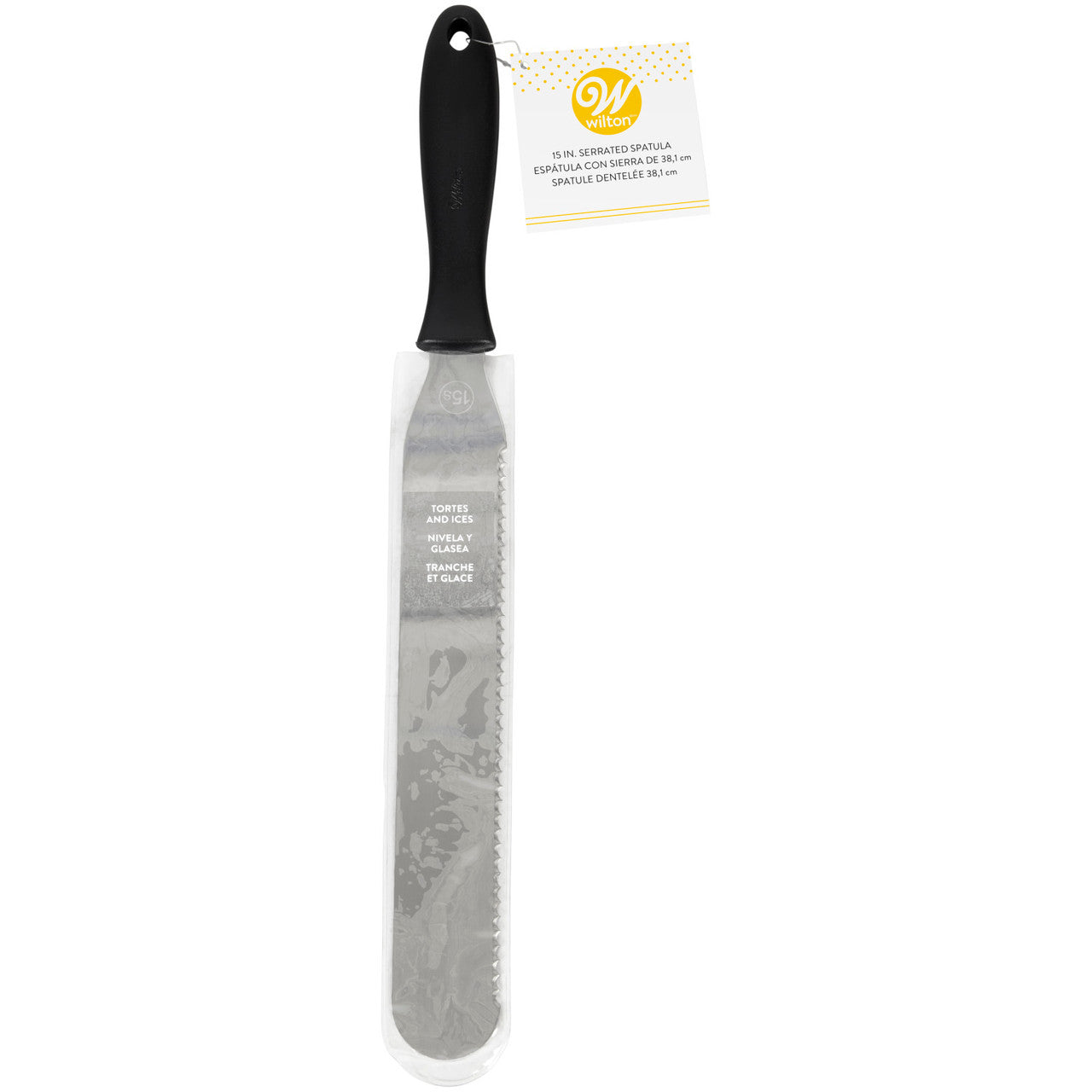Serrated Icing Spatula, Stainless Steel, Black, 15 Inch, Wilton