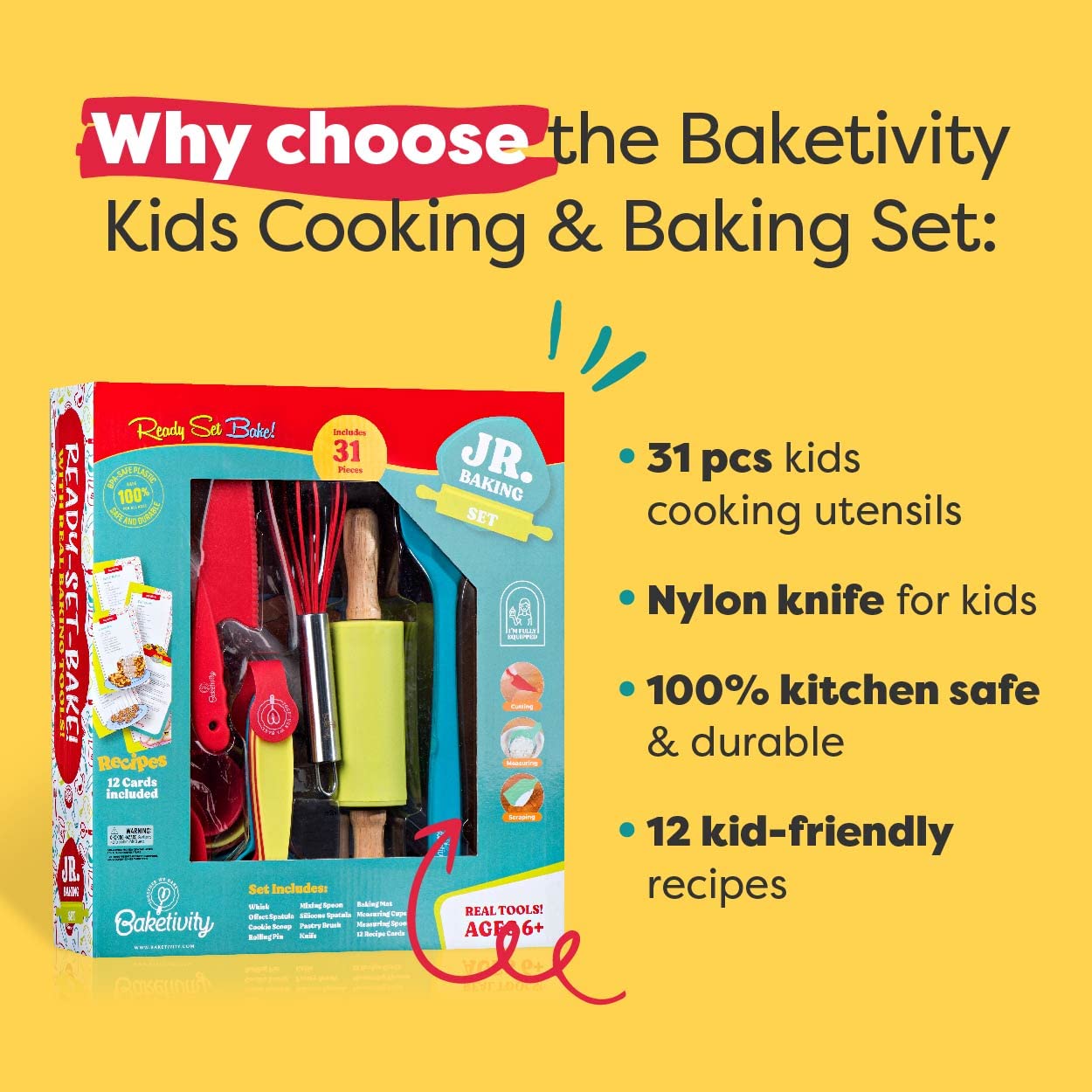 31 Pcs Kids Cooking & Baking Set, Baketivity Corp