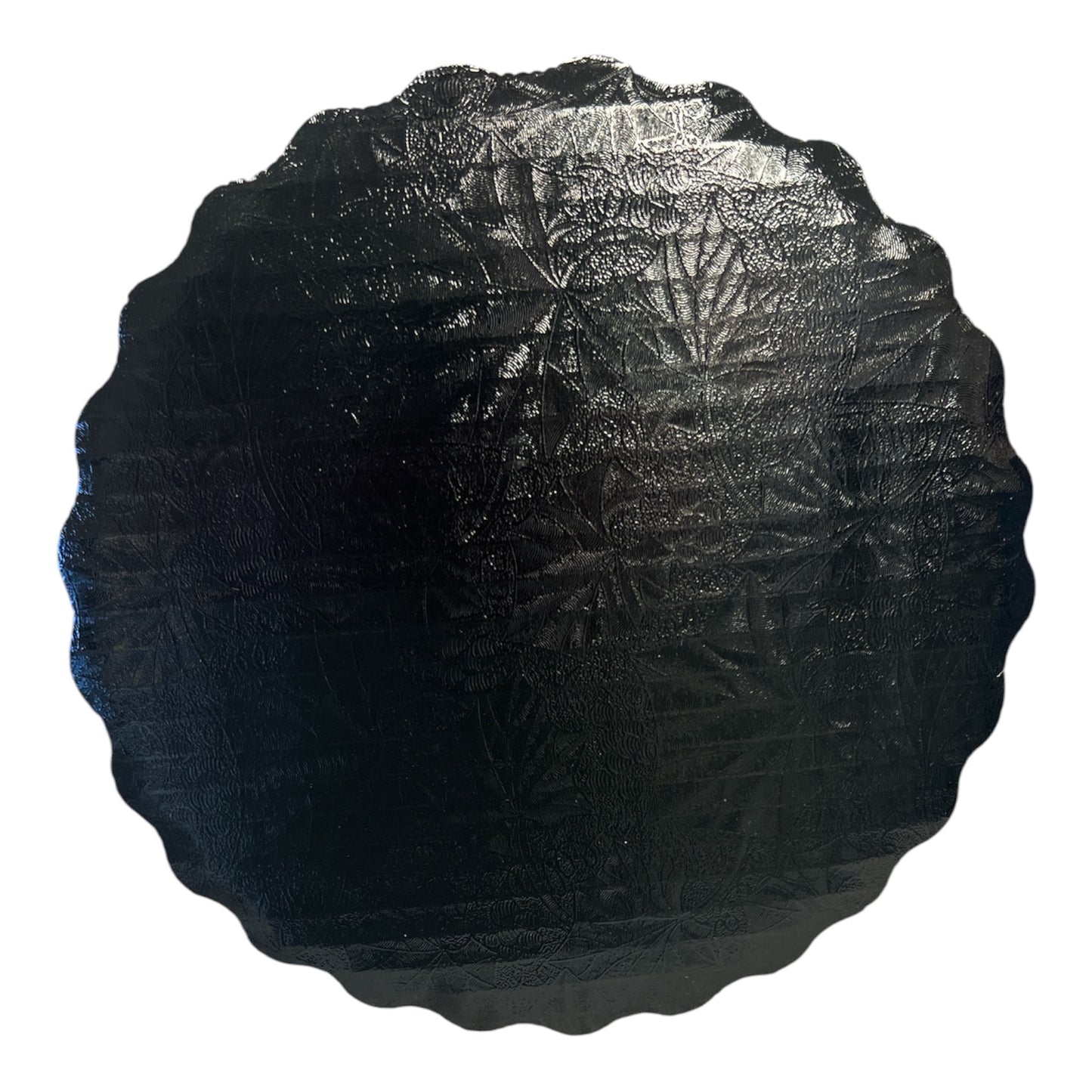 8 inch Black Laminated Corrugated Scalloped Cake Board