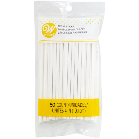 4-Inch White Treat Sticks, 50-Count, Wilton