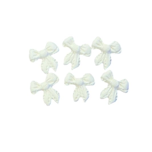 Small White Bow Sugar Toppers (6)