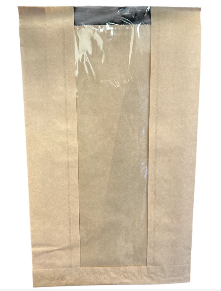 Kraft Bread Bag with Window 8x2x13