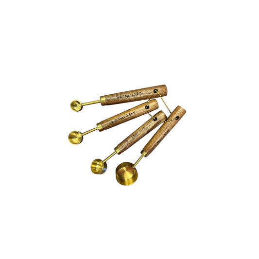 Wood and Gold Measuring Spoons