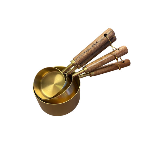 Wood and Gold Measuring Cups