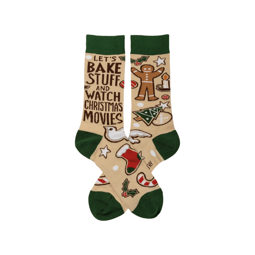 "Let's Bake Stuff and Watch Movies" Socks, Primitives by Kathy