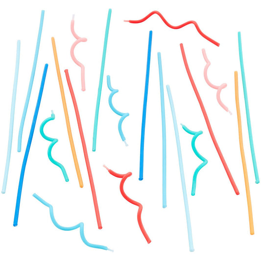 Blue, Orange, Teal and Red Unique Straight & Curly Birthday Candles, 20 ct, Wilton