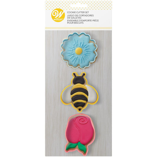 Daisy, Bumblebee and Tulip Spring Cookie Cutter Set, 3-Piece, Wilton