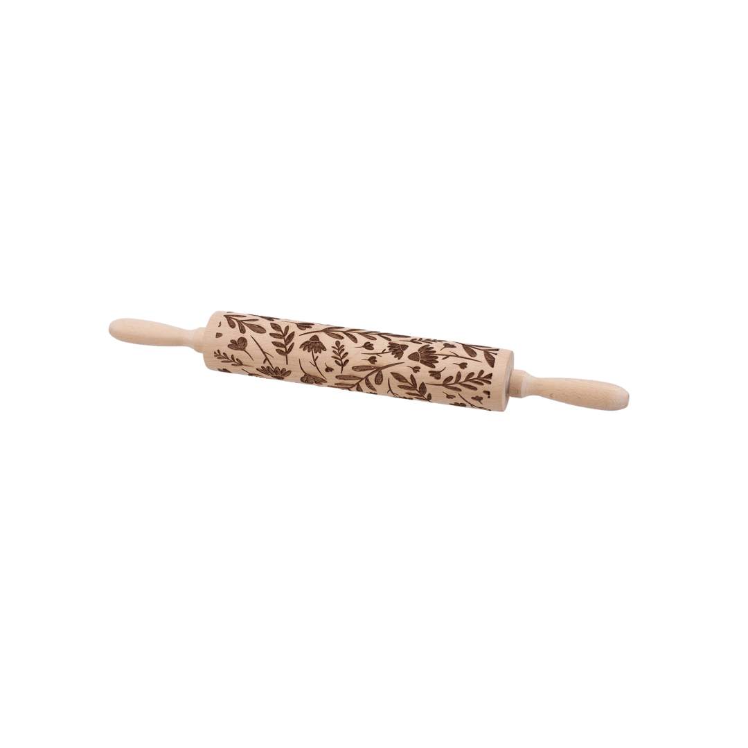 Large Floral Embossing Rolling Pin, Primitives by Kathy