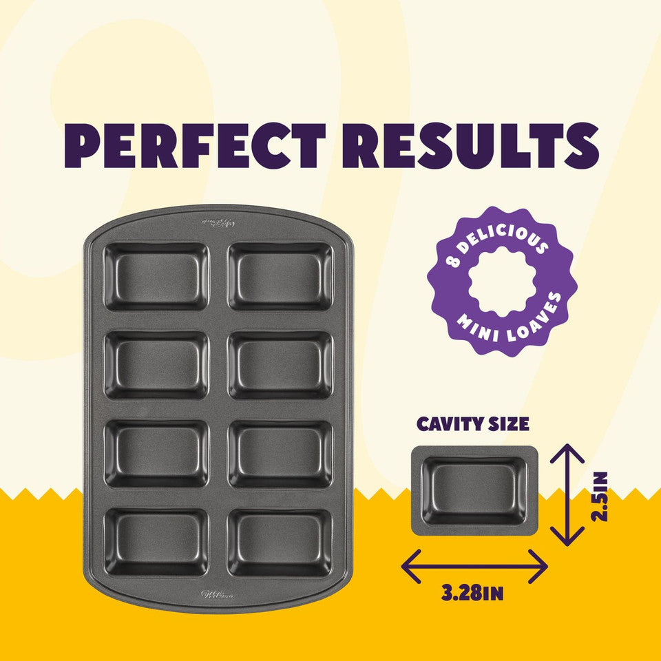 Perfect Results Non-Stick Mini Loaf Pan, 8-Cavity, Wilton