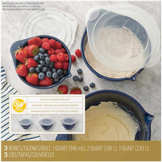 Navy Blue Covered Bowl Set, 6-Piece, Wilton