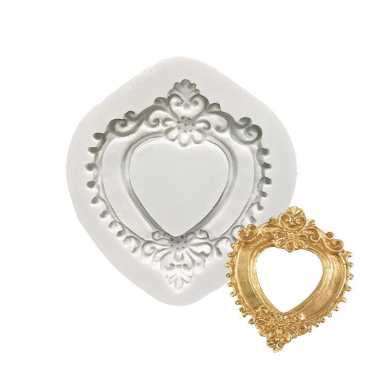 Pink Heart Frame Silicone Mold by NY Cake