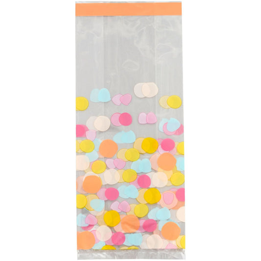 Yellow, Blue, Pink and Orange Polka Dot Treat Bags & Ties, 20-Count, Wilton
