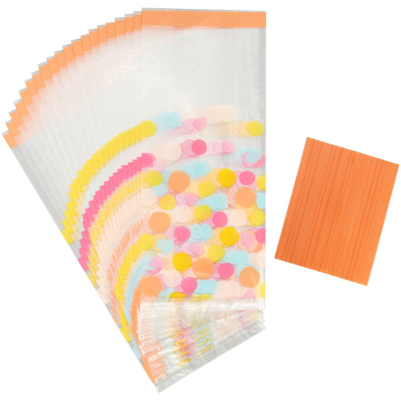 Yellow, Blue, Pink and Orange Polka Dot Treat Bags & Ties, 20-Count, Wilton