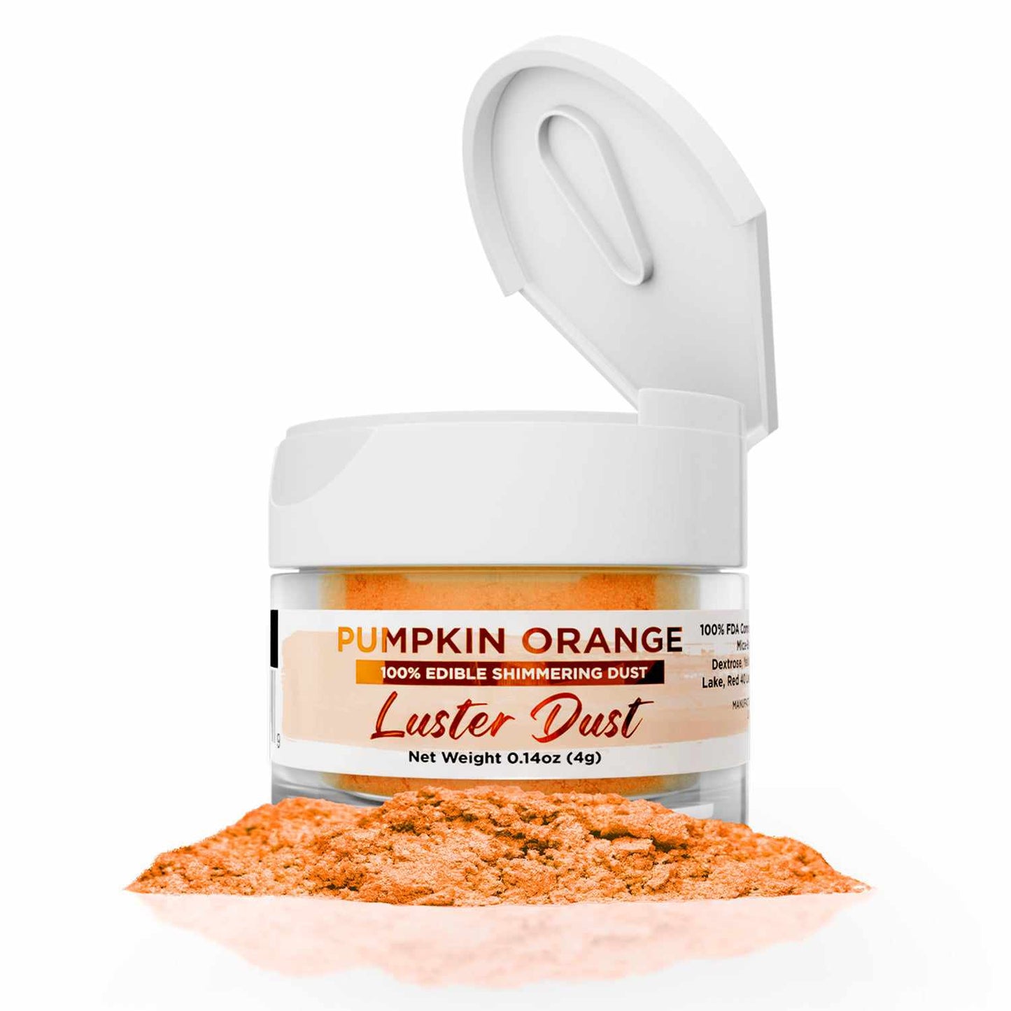 Pumpkin Orange Luster Dust, Edible Glitter, Bakell