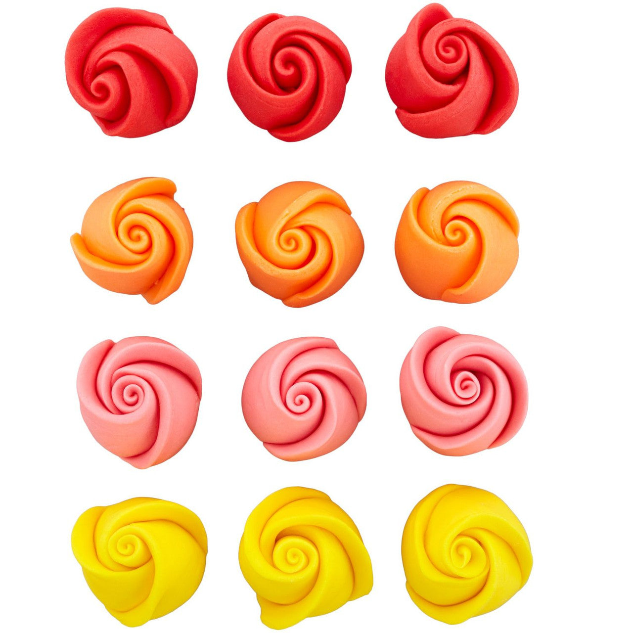 Red, Orange, Pink and Yellow Rose Royal Icing Decorations, 12-Count, Wilton