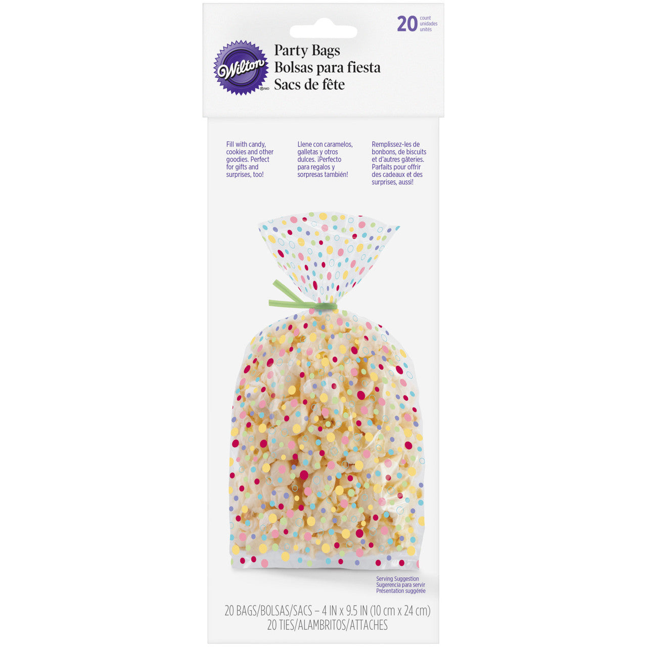4x2x9.5 Sweet Polka Dot Treat Bags, 20-count